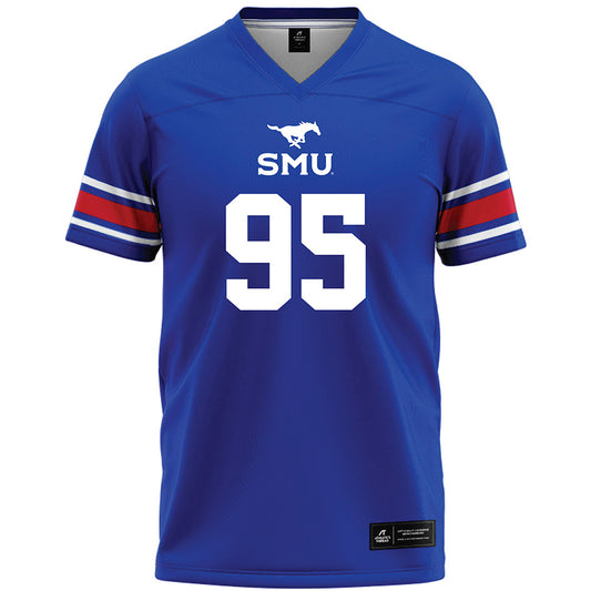 SMU - NCAA Football : Wyat Smith - Blue Premium Football Jersey-0