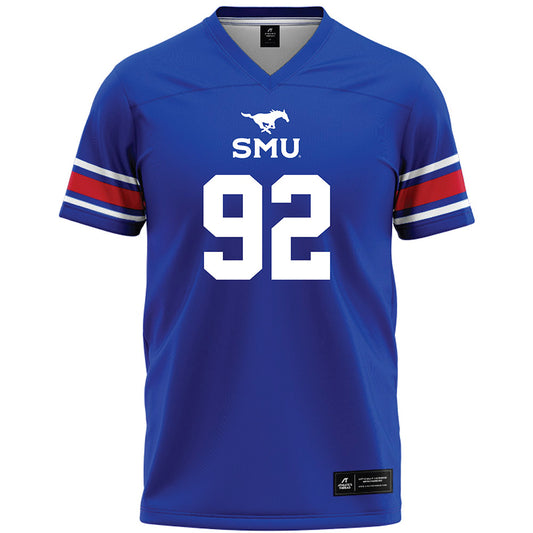 SMU - NCAA Football : Hudson Woods - Blue Premium Football Jersey-0