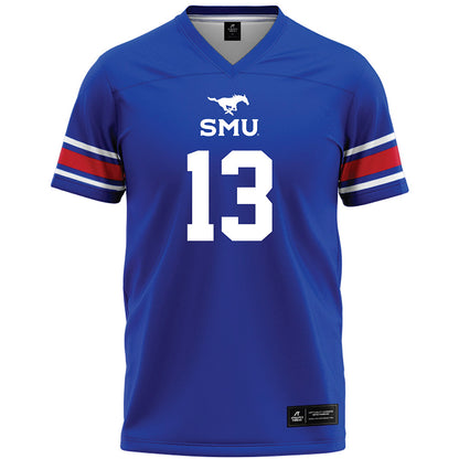 SMU - NCAA Football : Jaelyn Davis-Robinson - Blue Premium Football Jersey-0