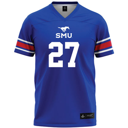 SMU - NCAA Football : Siler Cooke - Blue Premium Football Jersey-0