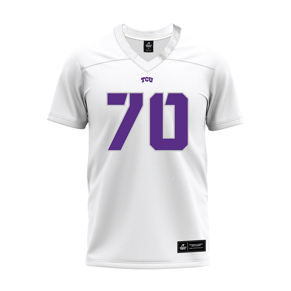 TCU - NCAA Football : Ryan Hughes - White Premium Football Jersey-0