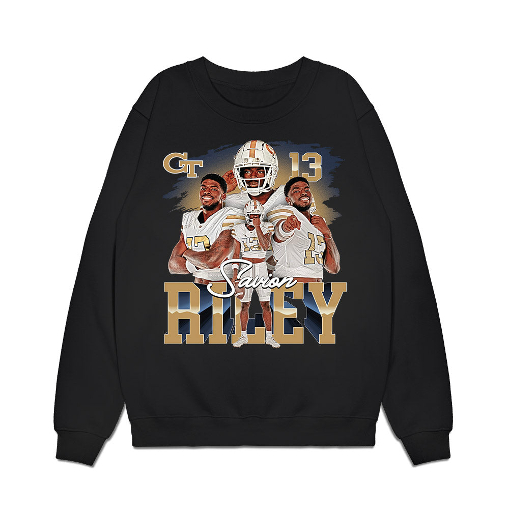 Georgia Tech - NCAA Football : Savion Riley - Collage Premium Crewneck Sweatshirt-0