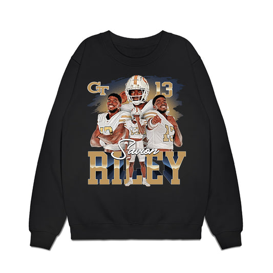 Georgia Tech - NCAA Football : Savion Riley - Collage Premium Crewneck Sweatshirt-0
