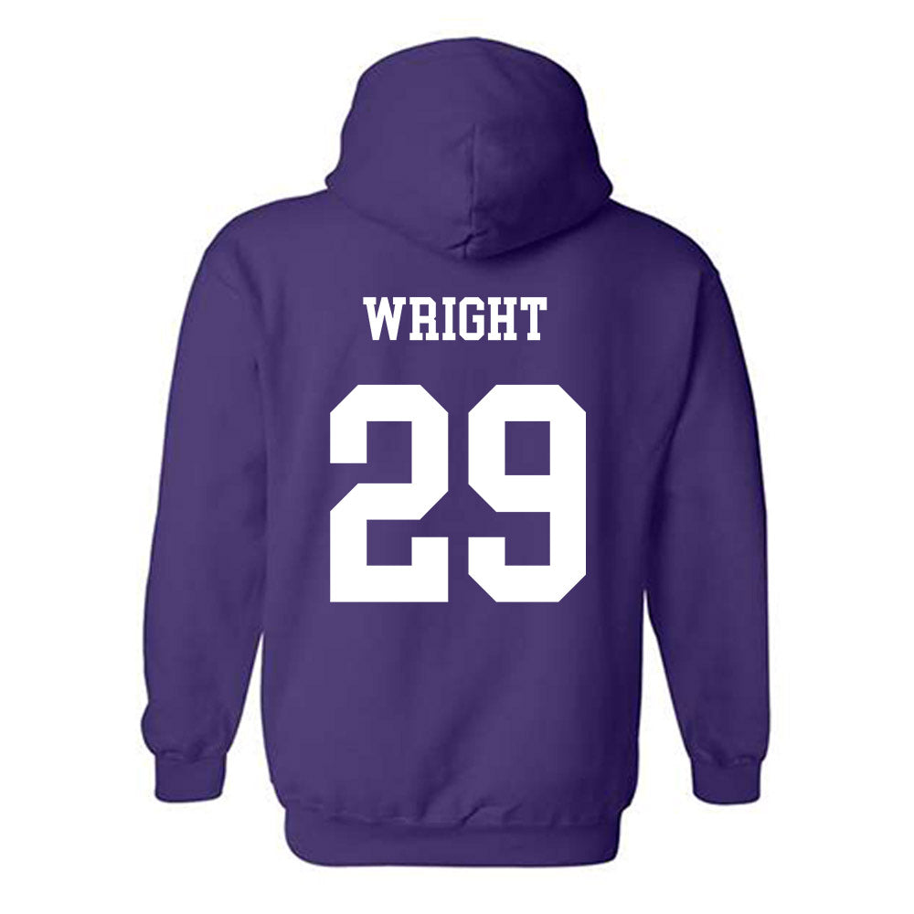 JMU - NCAA Football : KJ Wright - Vintage Dukes Hooded Sweatshirt-1
