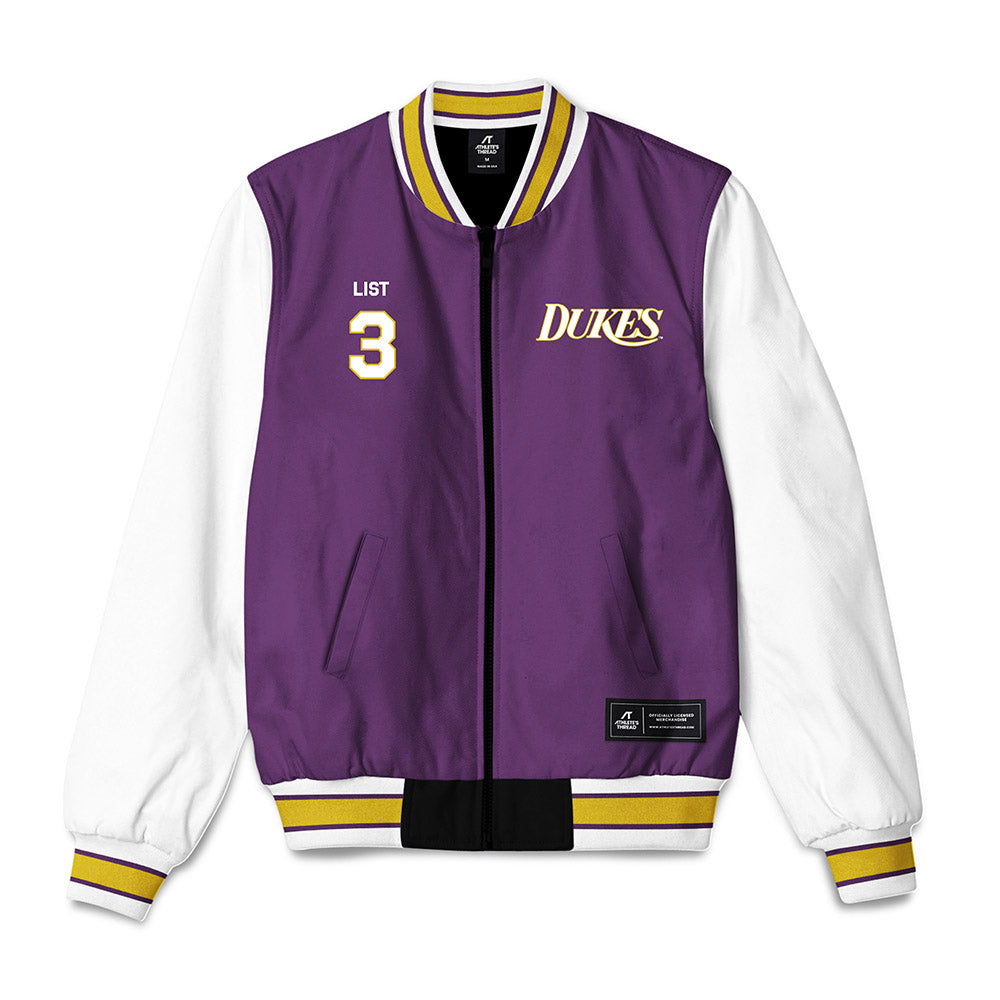 JMU - NCAA Softball : Payton List - Vintage Dukes Bomber Jacket-0