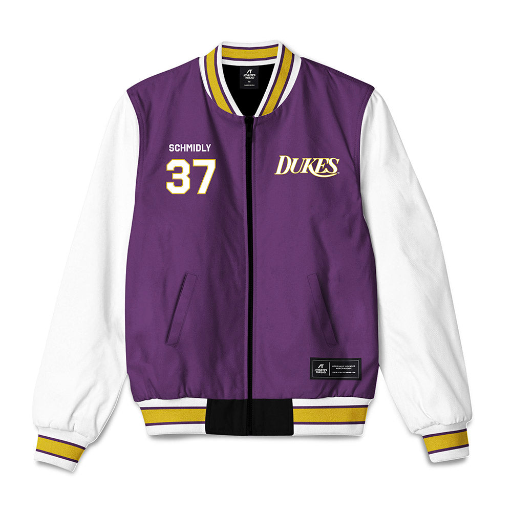 JMU - NCAA Baseball : Ike Schmidly - Vintage Dukes Bomber Jacket-0