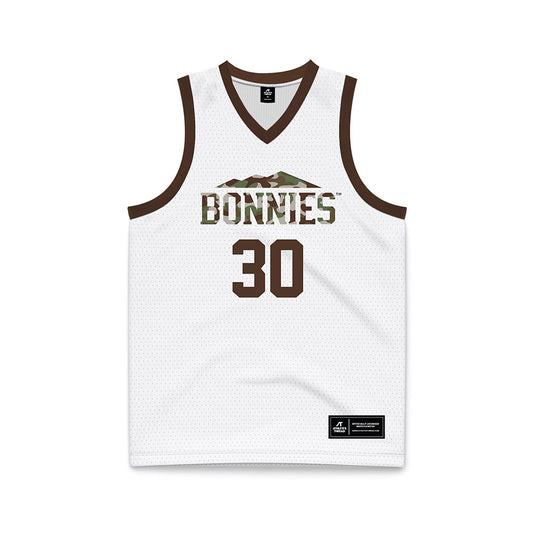 St. Bonaventure - NCAA Men's Basketball : Broek Ostrom - White Basketball Jersey-0