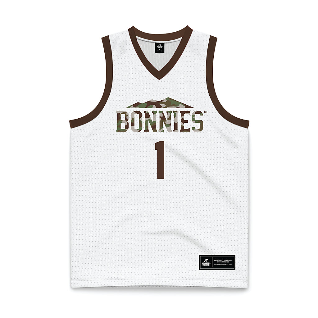St. Bonaventure - NCAA Men's Basketball : White Basketball Jersey-0