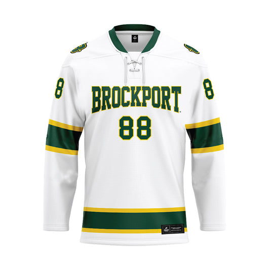 Brockport - NCAA Men's Ice Hockey : Aidan Taylor - White Hockey Jersey-0