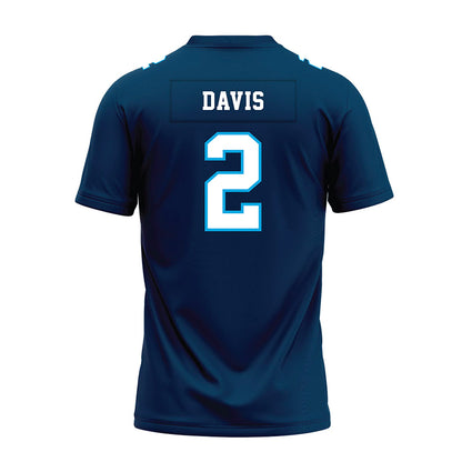 Dakota State - NCAA Football : Trajan Davis - Navy Premium Football Jersey-1