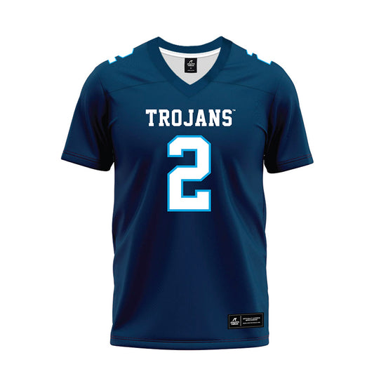 Dakota State - NCAA Football : Trajan Davis - Navy Premium Football Jersey-0