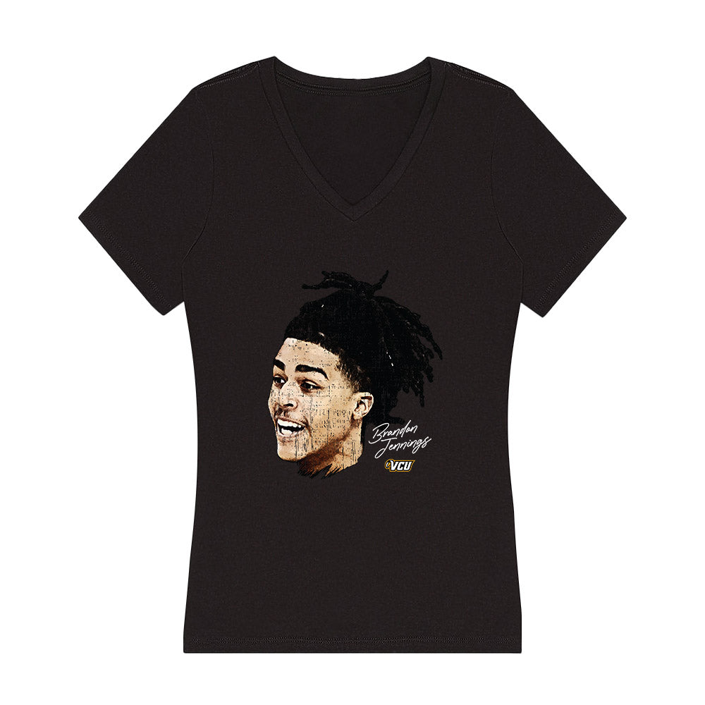 VCU - NCAA Men's Basketball : Brandon Jennings - Rodman Style Women's V-Neck T-Shirt-0