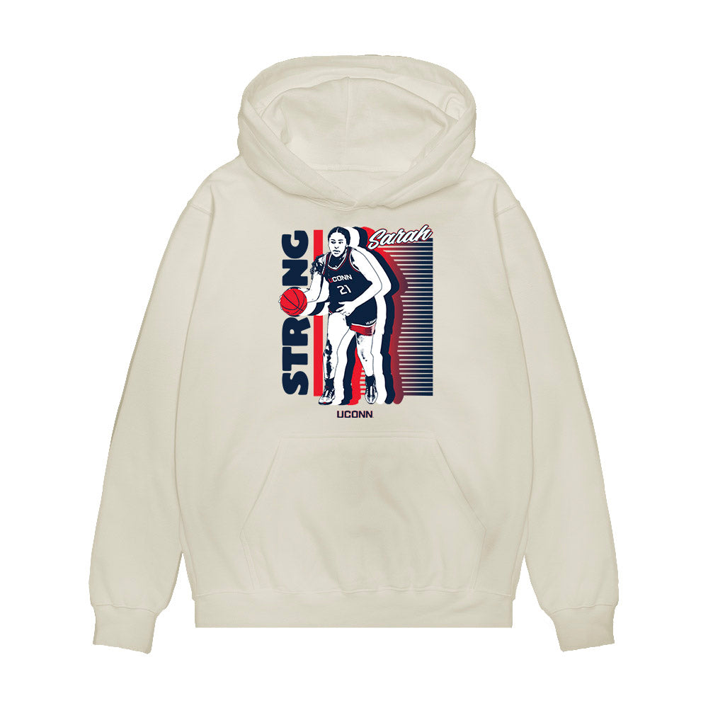 UConn - NCAA Women's Basketball : Sarah Strong - Caricature Premium Hooded Sweatshirt-0