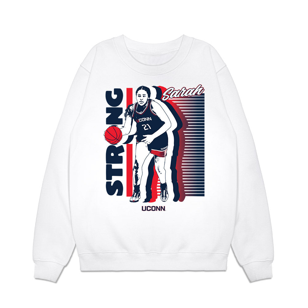 UConn - NCAA Women's Basketball : Sarah Strong - Caricature Premium Crewneck Sweatshirt-0