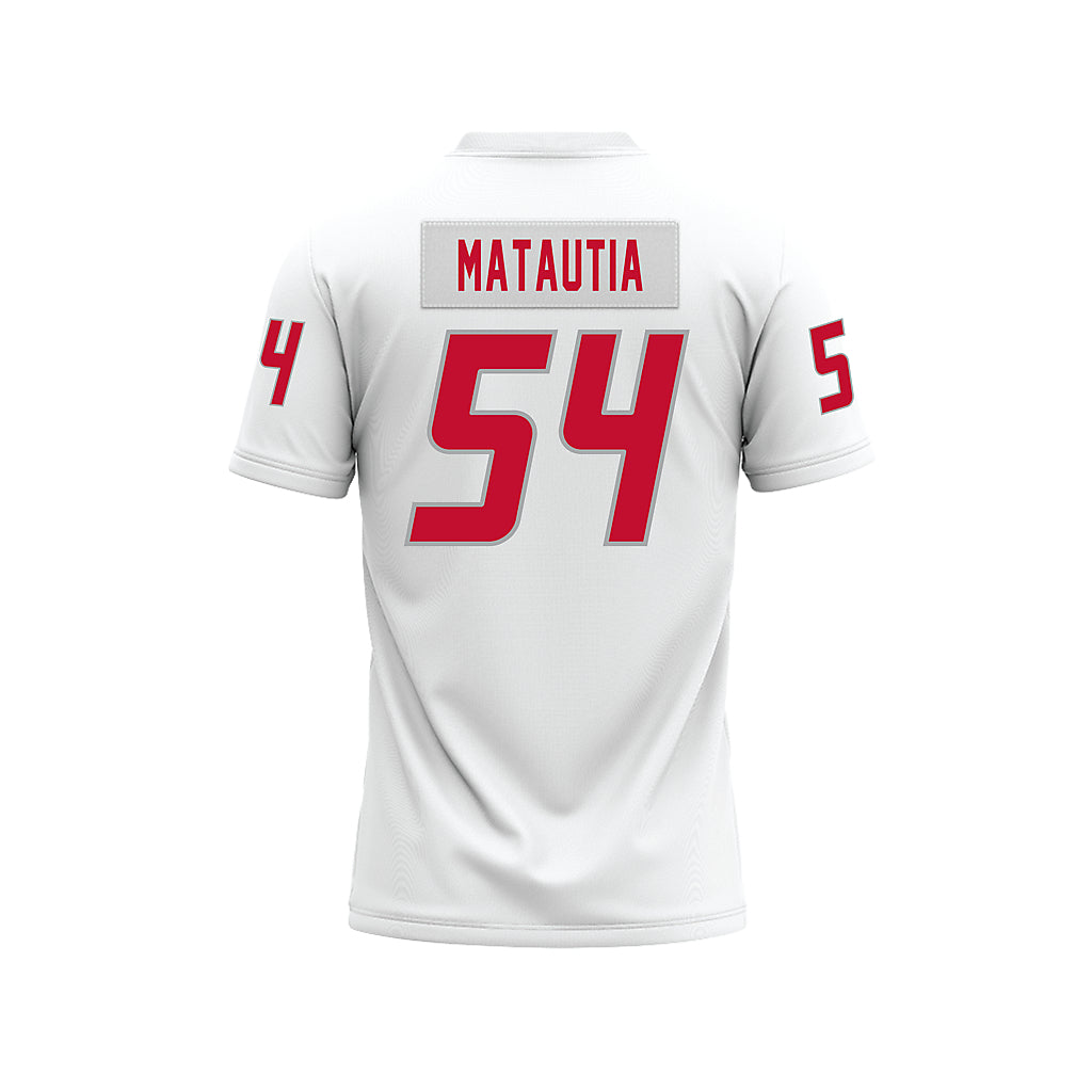New Mexico - NCAA Football : Jojo Matautia - White Premium Football Jersey-1