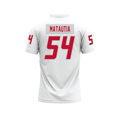 New Mexico - NCAA Football : Jojo Matautia - White Premium Football Jersey-1