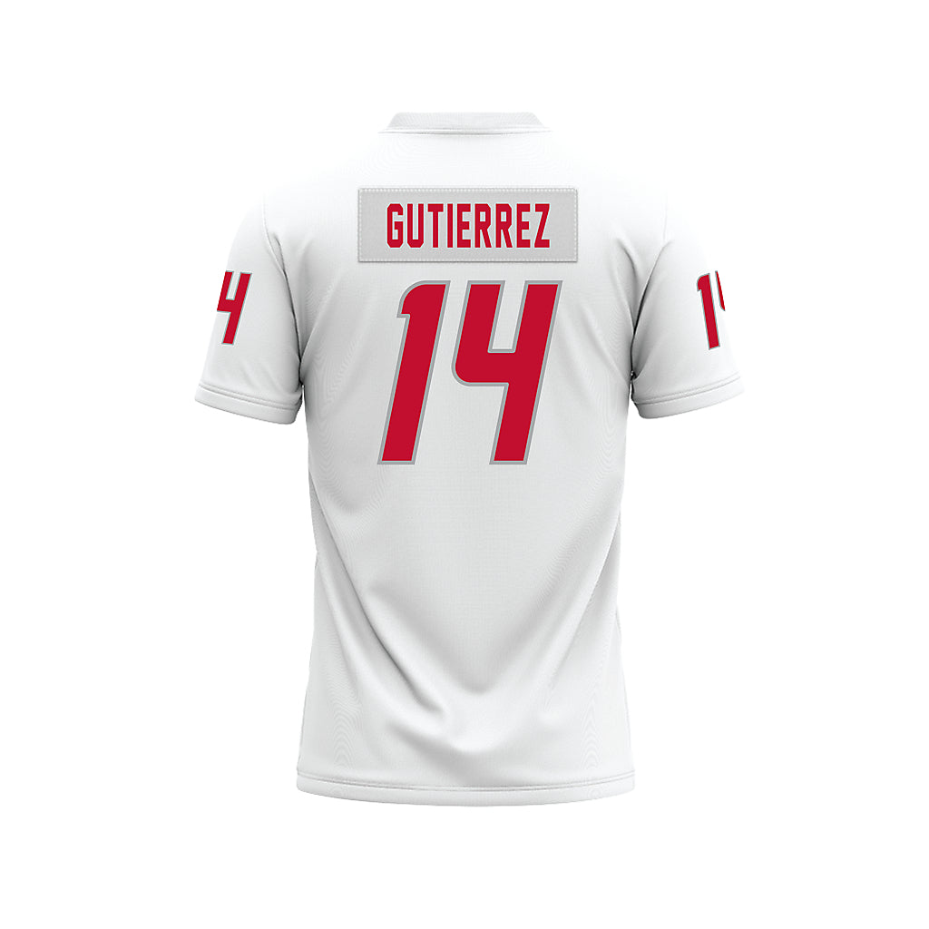 New Mexico - NCAA Football : Melaki Gutierrez - White Premium Football Jersey-1