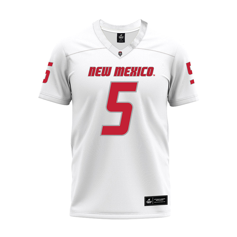 New Mexico - NCAA Football : Frankie Edwards III - White Premium Football Jersey-0