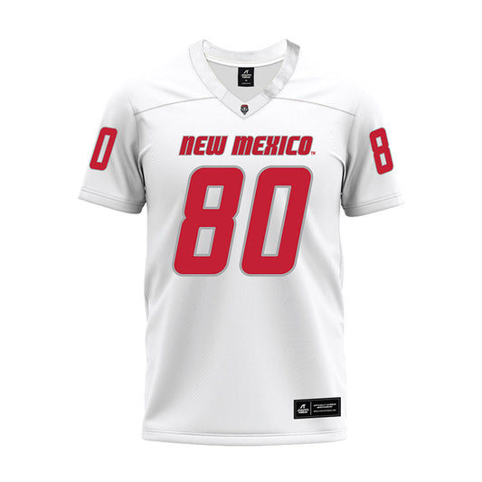 New Mexico - NCAA Football : Max Leeper - White Premium Football Jersey-0