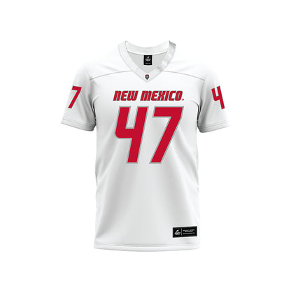 New Mexico - NCAA Football : Trey Dubuc - White Premium Football Jersey-0