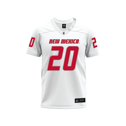 New Mexico - NCAA Football : Darrion Bowers - White Premium Football Jersey-0