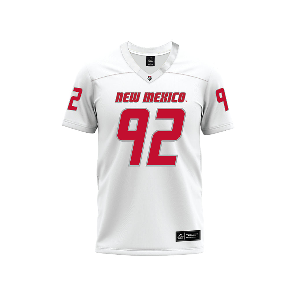 New Mexico - NCAA Football : Brian Booker - White Premium Football Jersey-0