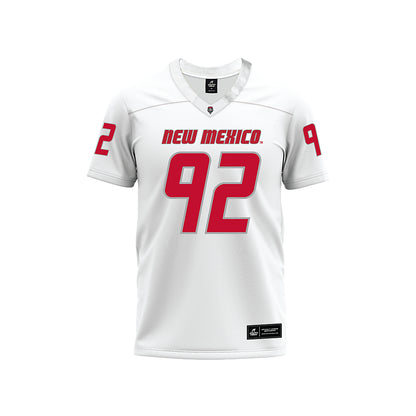 New Mexico - NCAA Football : Brian Booker - White Premium Football Jersey-0