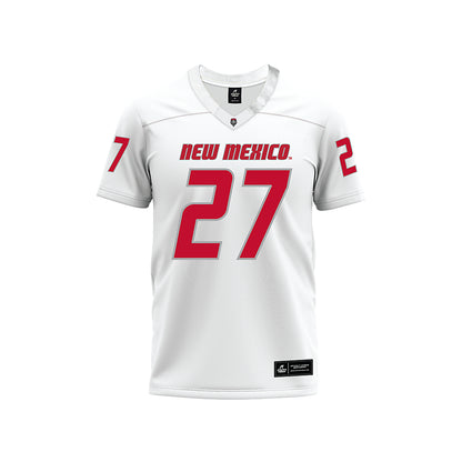 New Mexico - NCAA Football : Brannon Hampton - White Premium Football Jersey-0