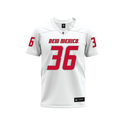 New Mexico - NCAA Football : Daniel Hughes - White Premium Football Jersey-0