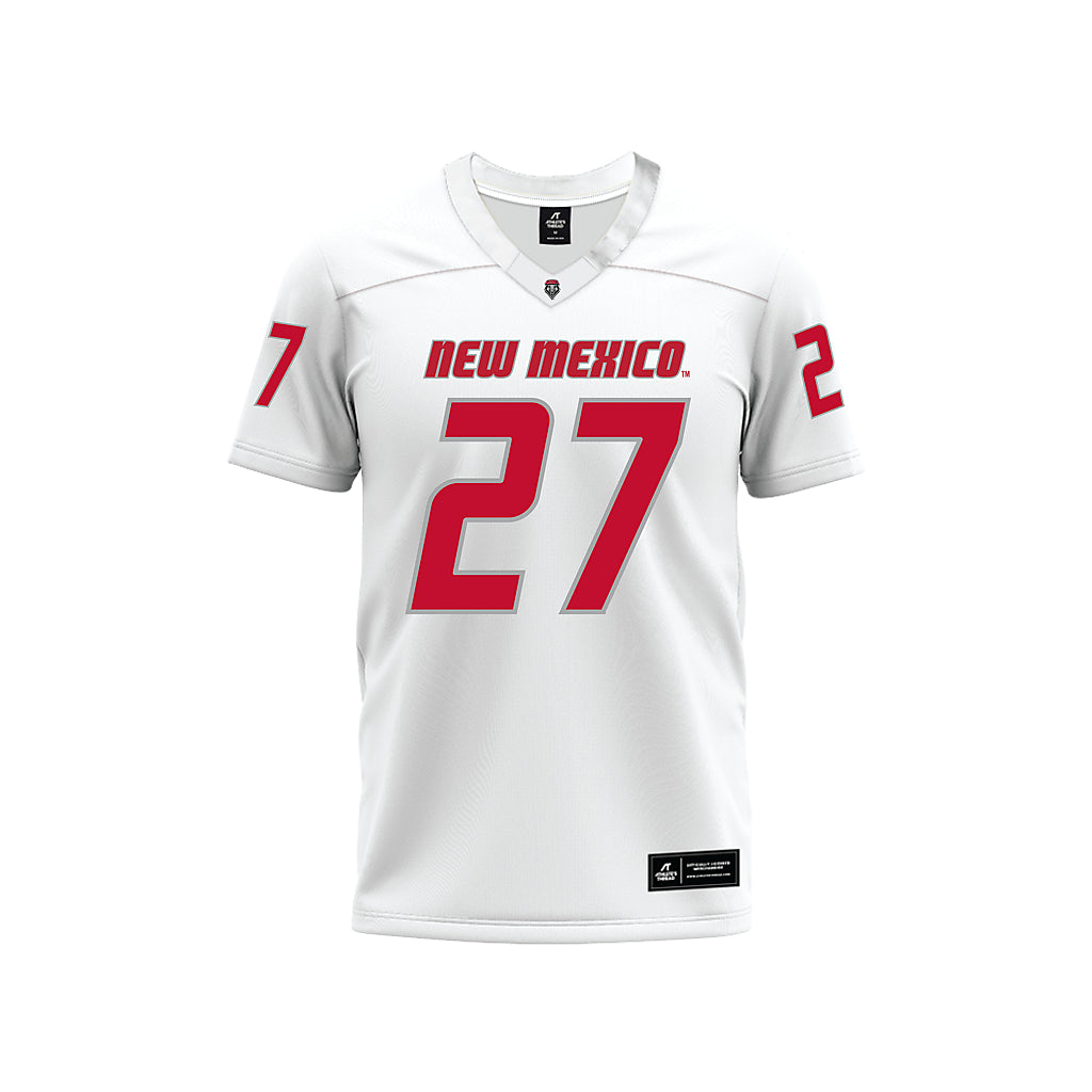 New Mexico - NCAA Football : Thomas-James Pettus - White Premium Football Jersey-0
