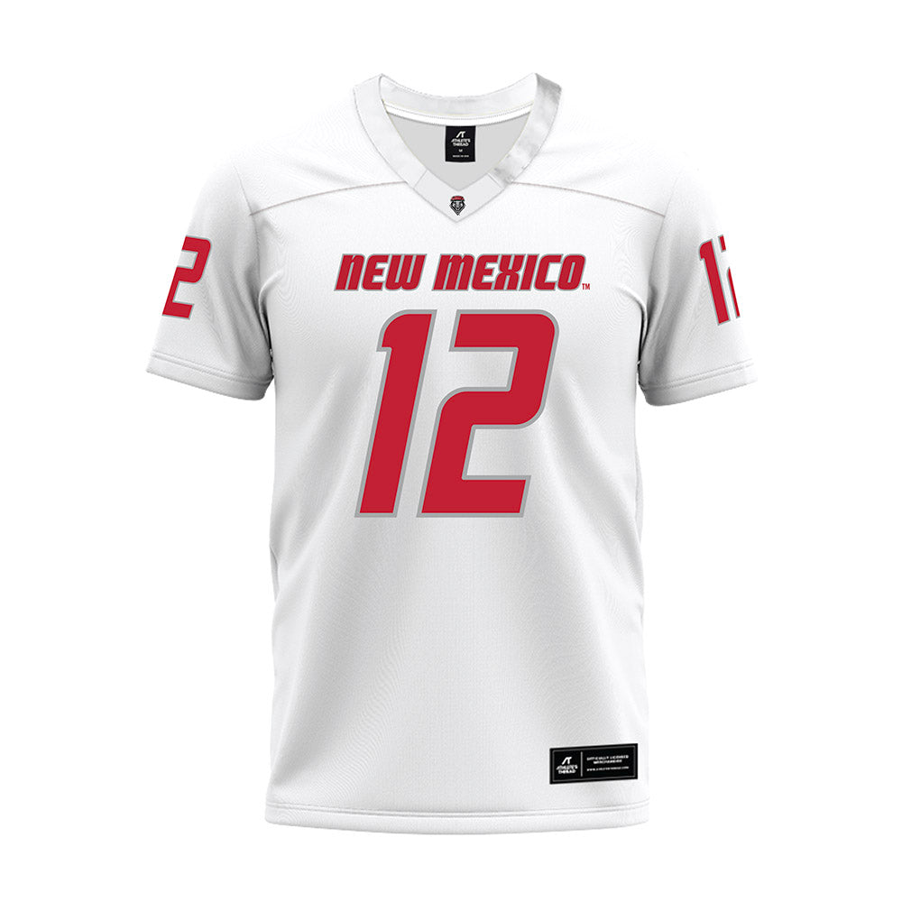 New Mexico - NCAA Football : Jon Johnson - White Premium Football Jersey-0