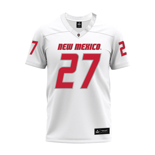 New Mexico - NCAA Football : Brannon Hampton - White Premium Football Jersey-0