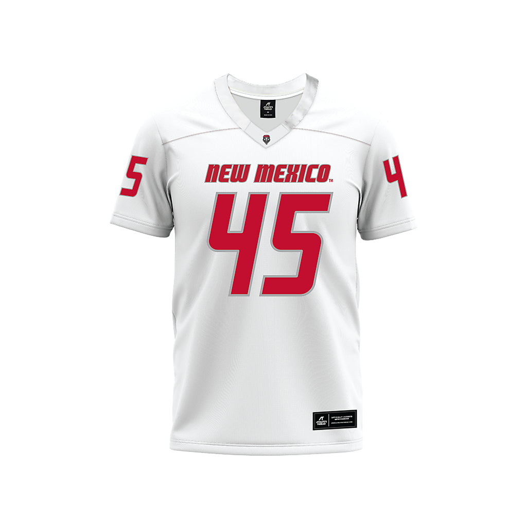 New Mexico - NCAA Football : Brett Karhu - White Premium Football Jersey-0