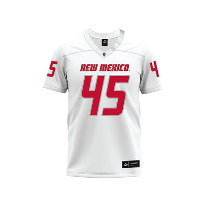 New Mexico - NCAA Football : Brett Karhu - White Premium Football Jersey-0