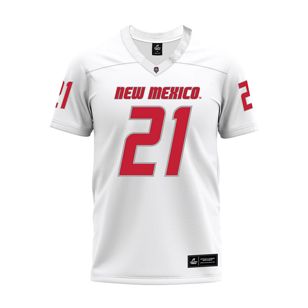 New Mexico - NCAA Football : Jacob Maldonado - White Premium Football Jersey-0