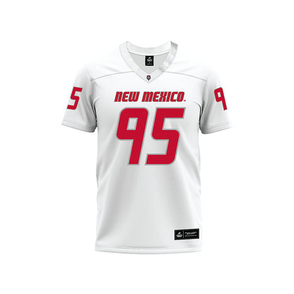 New Mexico - NCAA Football : Colby Brewer - White Premium Football Jersey-0