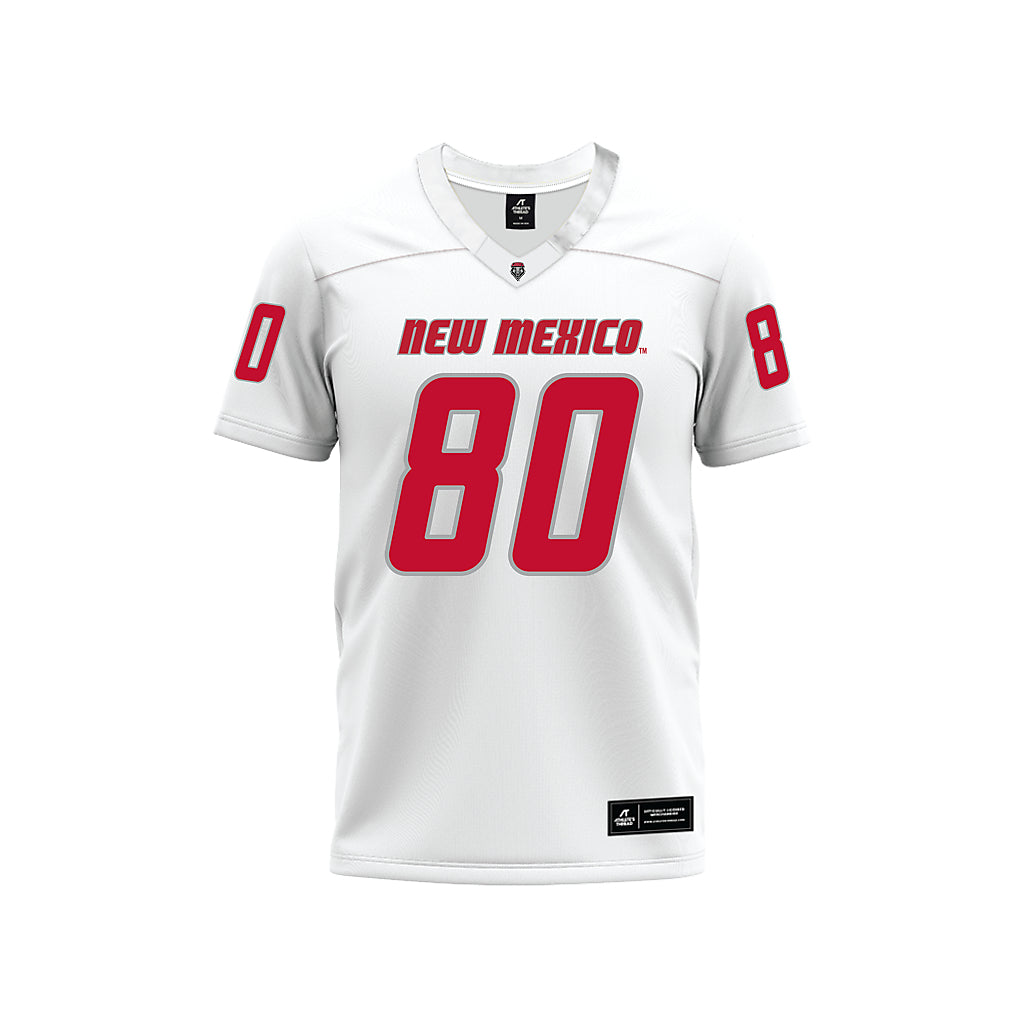 New Mexico - NCAA Football : Max Leeper - White Premium Football Jersey-0