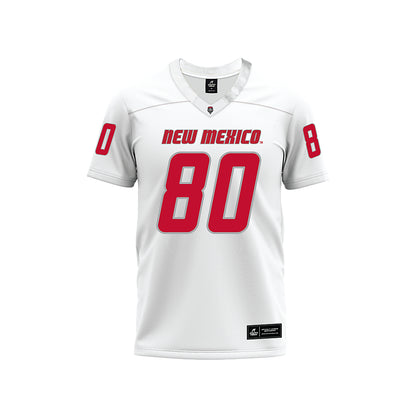 New Mexico - NCAA Football : Max Leeper - White Premium Football Jersey-0