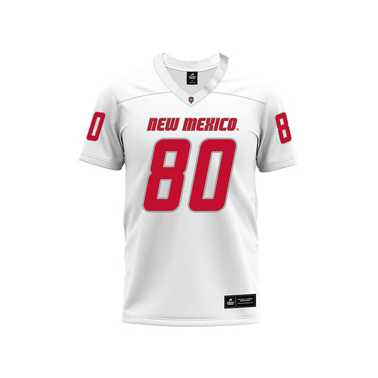New Mexico - NCAA Football : Max Leeper - White Premium Football Jersey-0