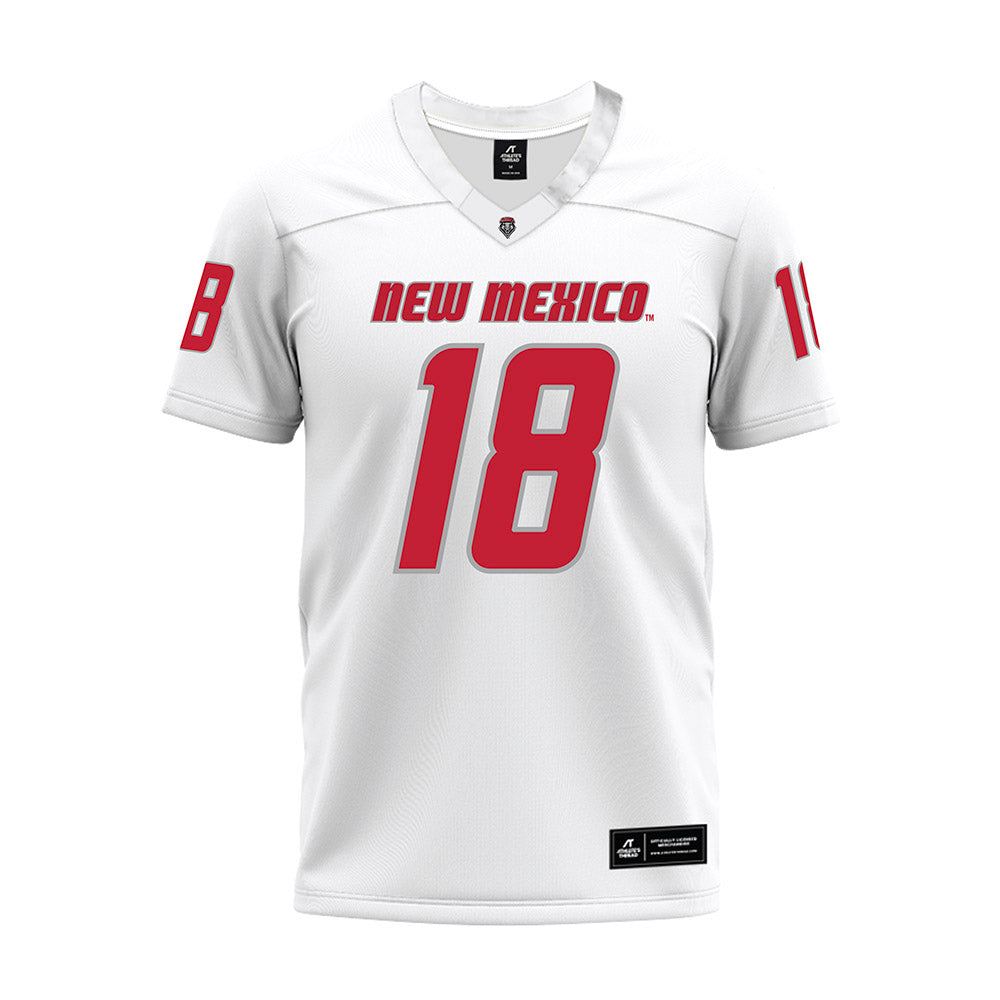 New Mexico - NCAA Football : Evan Wysong - White Premium Football Jersey-0