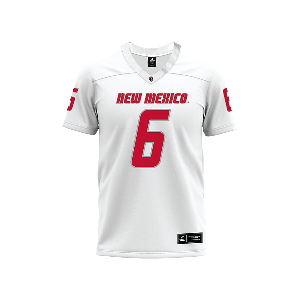 New Mexico - NCAA Football : Zhaiel Smith - White Premium Football Jersey-0
