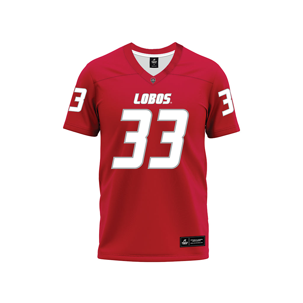 New Mexico - NCAA Football : Hayes Baum - Red Premium Football Jersey-0
