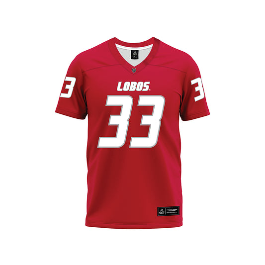 New Mexico - NCAA Football : Hayes Baum - Red Premium Football Jersey-0
