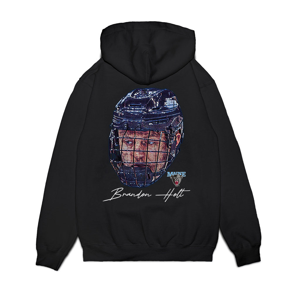 Maine - NCAA Men's Ice Hockey : Brandon Holt - Game Face Premium Hooded Sweatshirt-1