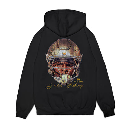 Notre Dame - NCAA Football : Jaiden Ausberry - Game Face Premium Hooded Sweatshirt-1