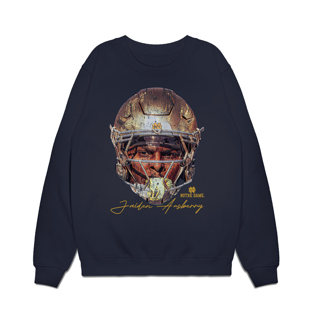 Notre Dame - NCAA Football : Jaiden Ausberry - Game Face Premium Crewneck Sweatshirt-0