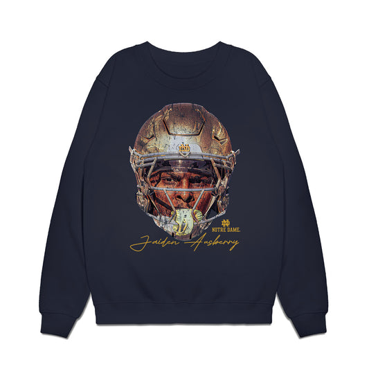 Notre Dame - NCAA Football : Jaiden Ausberry - Game Face Premium Crewneck Sweatshirt-0