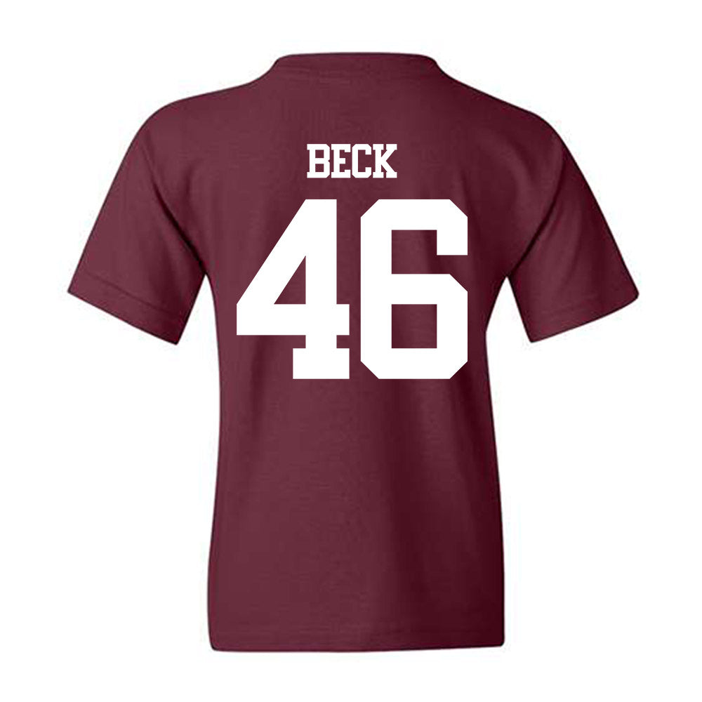 Texas A&M - NCAA Football : Qui Beck - Statement Shersey Youth T-Shirt-1