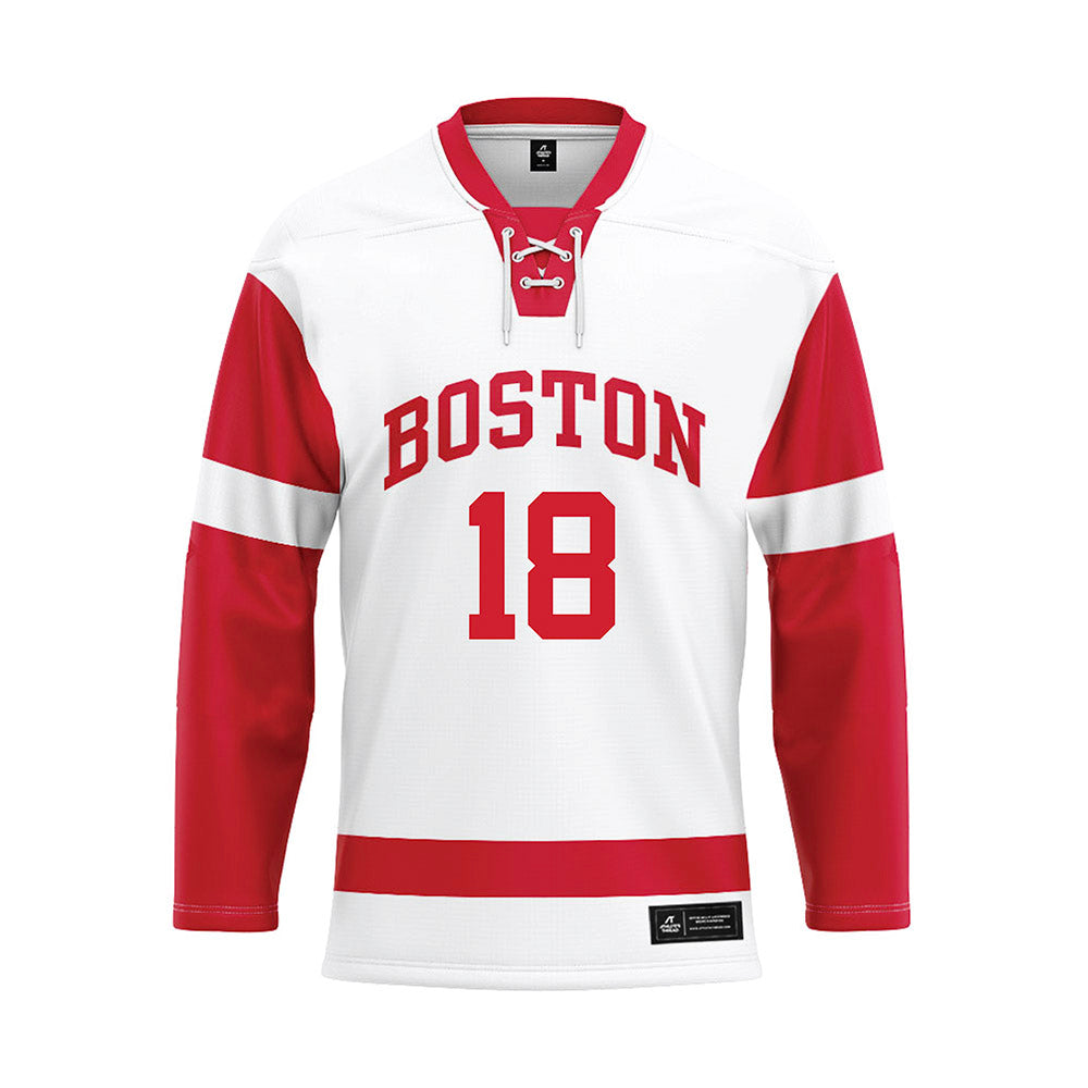 BU - NCAA Women's Ice Hockey : Neely Nicholson - White Hockey Jersey-0