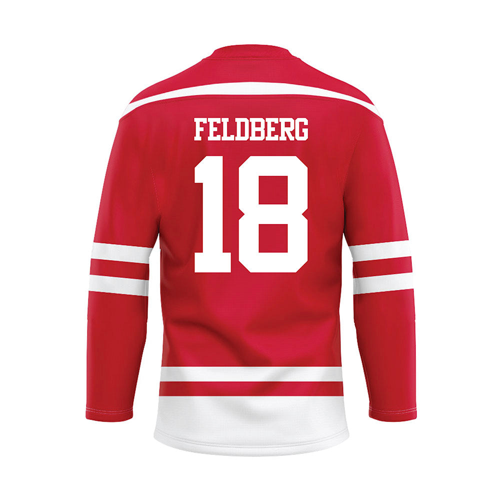 BU - NCAA Men's Ice Hockey : Jay Feldberg - Red Hockey Jersey-1